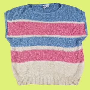 VINTAGE MS. RUSS KNIT COMFY COZY BLOUSE LINEN COTTON COASTAL GRANDMA TWEE